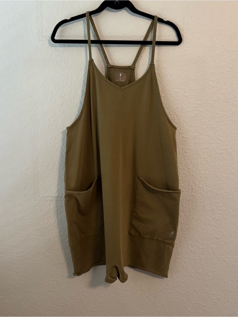 Free people movement olive green hot shots romper shorts